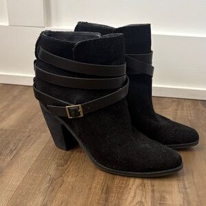 DV by Dolce Vita Black Suede Ankle Booties with Straps